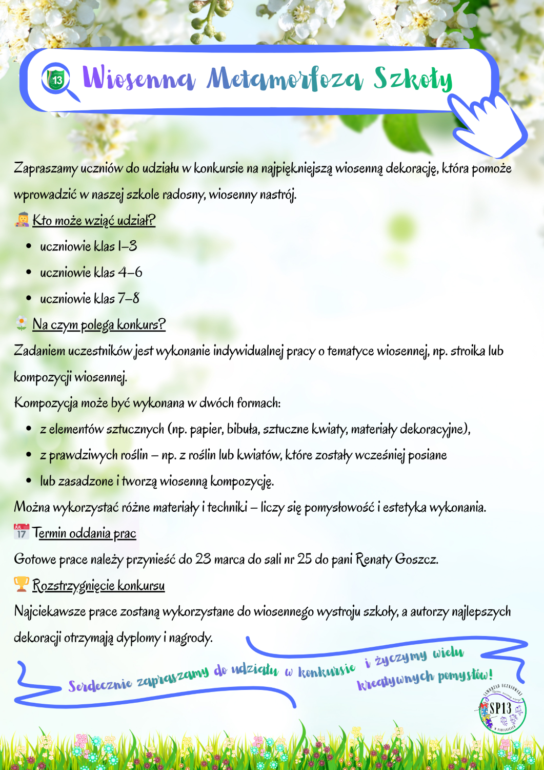 Regulamin konkursu Wiosenna Metamorfoza Szkoły