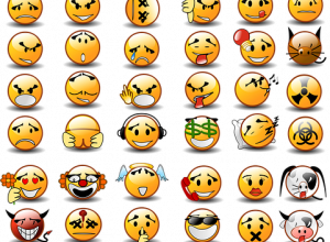 Tablica przedstawiająca emotikony różnych emcji